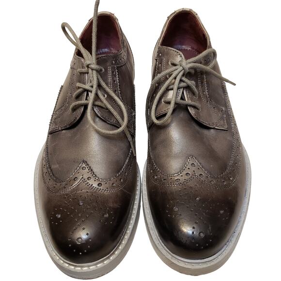 Ted Baker Shoes Mens 10.5 Oxford Wingtip TTamun-3 Faded Brown Work Dress - Picture 1 of 9
